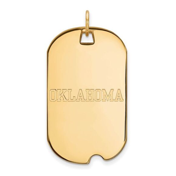 10k Yellow Gold U. of Oklahoma Large Dog Tag Pendant